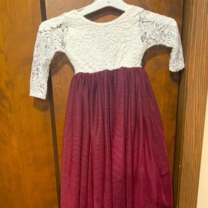 2t-3t Tulle flower girl plum and lace dress